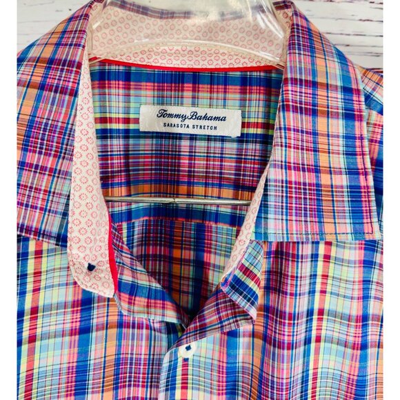 Tommy Bahama Sarasota Stretch Multicolor Plaid Long Sleeve Button-Up Shirt L/XL - Picture 3 of 15
